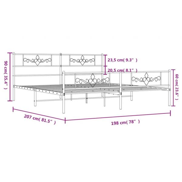 Bettgestell mit Kopf- und Fußteil Metall Schwarz 193x203 cm