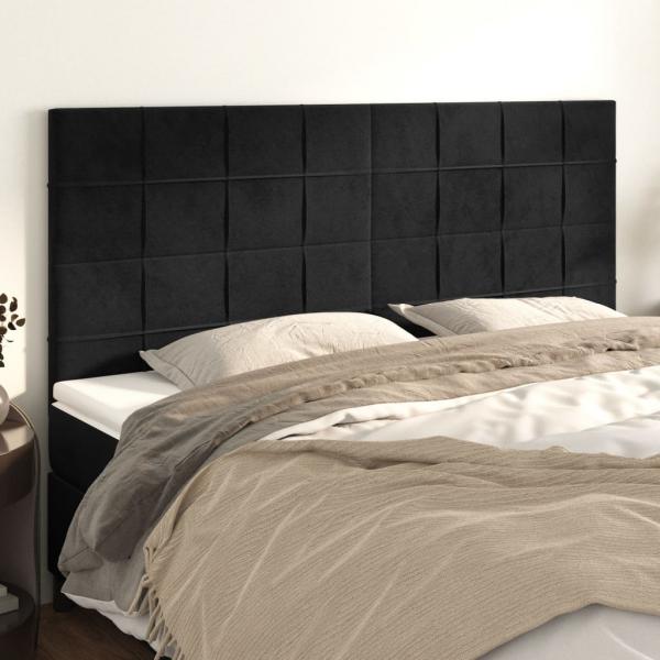 ARDEBO.de - Kopfteile 4 Stk. Schwarz 100x5x78/88 cm Samt