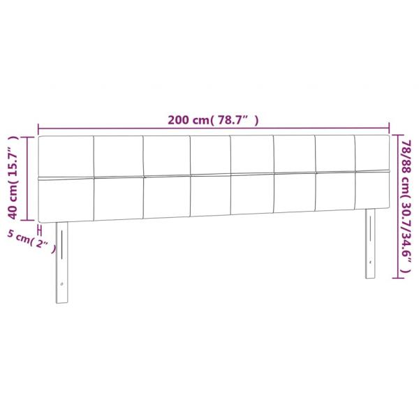 LED Kopfteil Schwarz 200x5x78/88 cm Samt