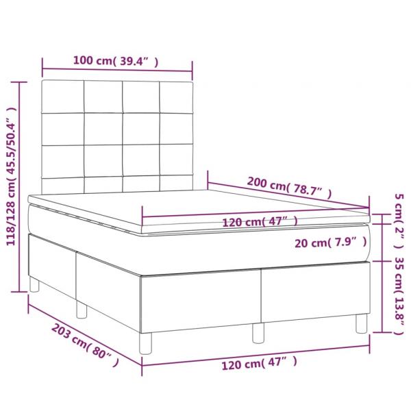 Boxspringbett mit Matratze & LED Schwarz 120x200 cm Samt