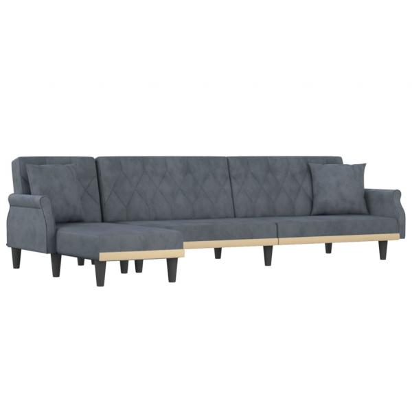 Schlafsofa in L-Form Dunkelgrau 271x140x70 cm Samt