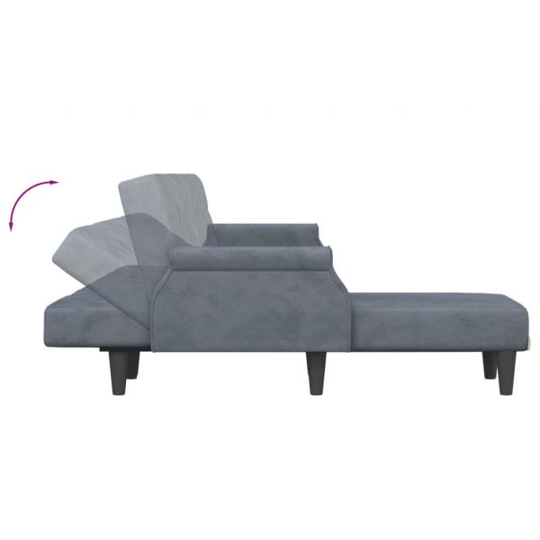 Schlafsofa in L-Form Dunkelgrau 271x140x70 cm Samt