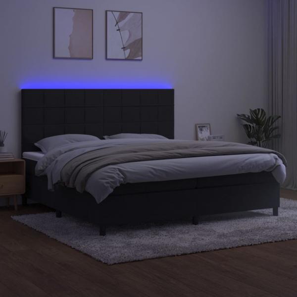 Boxspringbett mit Matratze & LED Schwarz 200x200 cm Samt