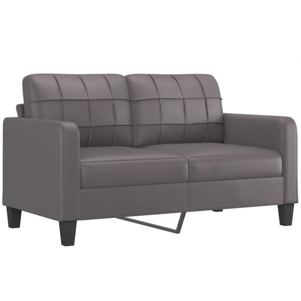 2-Sitzer-Sofa mit Zierkissen Grau 140 cm Kunstleder