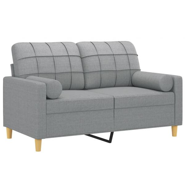 2-Sitzer-Sofa mit Zierkissen Hellgrau 120 cm Stoff