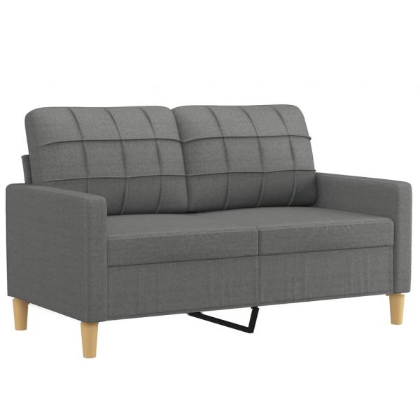 2-Sitzer-Sofa mit Zierkissen Dunkelgrau 120 cm Stoff