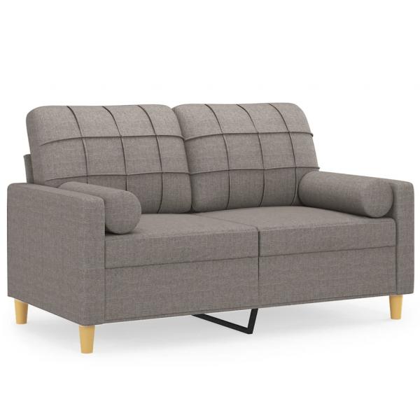 2-Sitzer-Sofa mit Zierkissen Taupe 120 cm Stoff