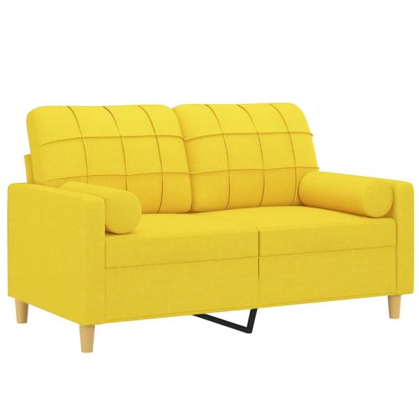 2-Sitzer-Sofa mit Zierkissen Hellgelb 120 cm Stoff