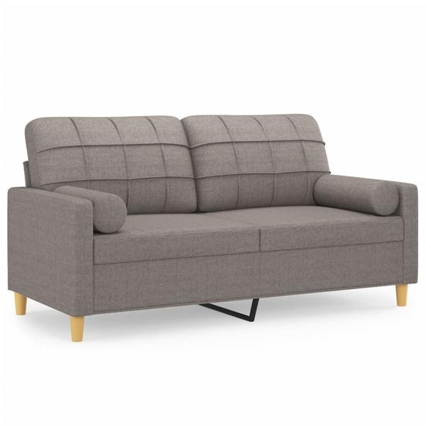 2-Sitzer-Sofa mit Zierkissen Taupe 140 cm Stoff