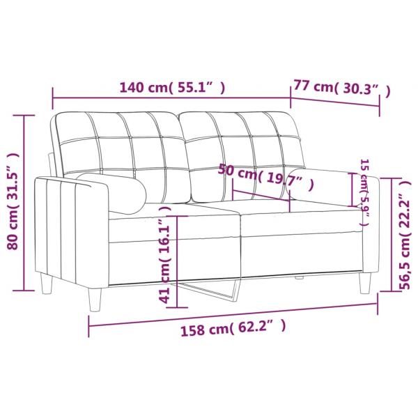 2-Sitzer-Sofa mit Zierkissen Taupe 140 cm Stoff