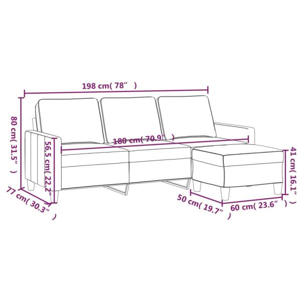 3-Sitzer-Sofa mit Hocker Dunkelgrau 180 cm Stoff