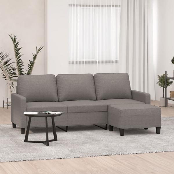 ARDEBO.de - 3-Sitzer-Sofa mit Hocker Taupe 180 cm Stoff