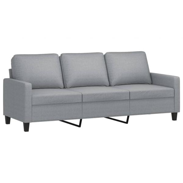 3-Sitzer-Sofa mit Hocker Hellgrau 180 cm Stoff