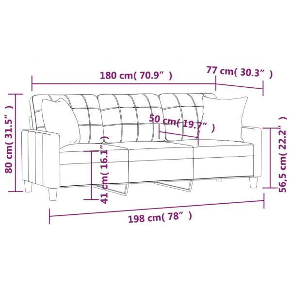 3-Sitzer-Sofa mit Zierkissen Weinrot 180 cm Kunstleder