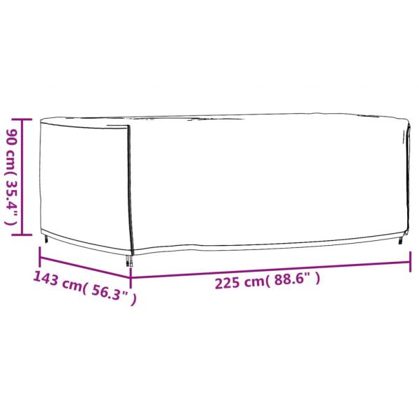 Gartenmöbel-Abdeckung Schwarz 225x143x90 cm Wasserdicht 420D