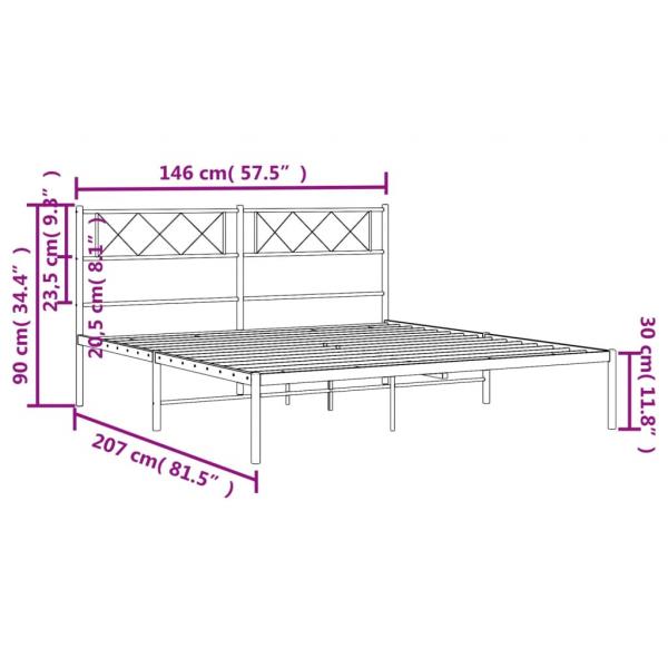 Bettgestell mit Kopfteil Metall Schwarz 140x200 cm