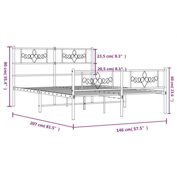 Bettgestell mit Kopf- und Fußteil Metall Schwarz 140x200 cm