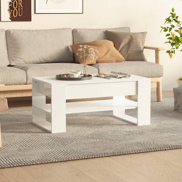 ARDEBO.de - Couchtisch Hochglanz-Weiß 102x55x45 cm Holzwerkstoff