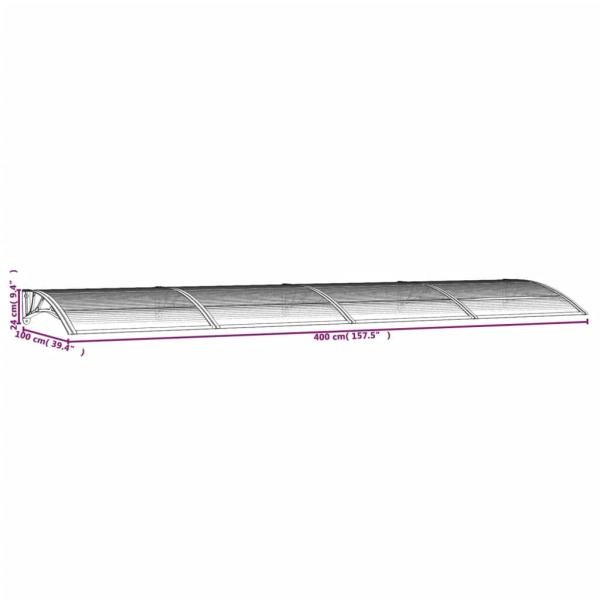 Türvordach Schwarz 400x100 cm Polycarbonat