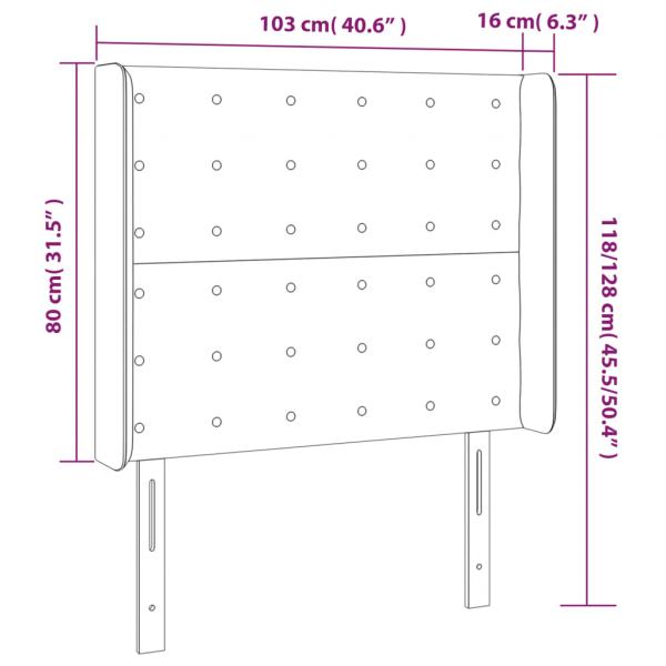 LED Kopfteil Grau 103x16x118/128 cm Kunstleder