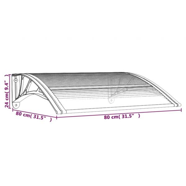 Türvordach Schwarz 80x75 cm Polycarbonat