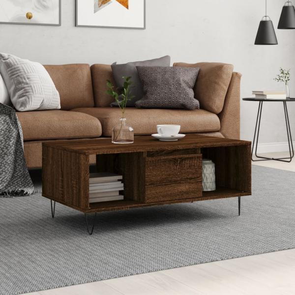 ARDEBO.de - Couchtisch Braun Eichen-Optik 90x50x36,5 cm Holzwerkstoff