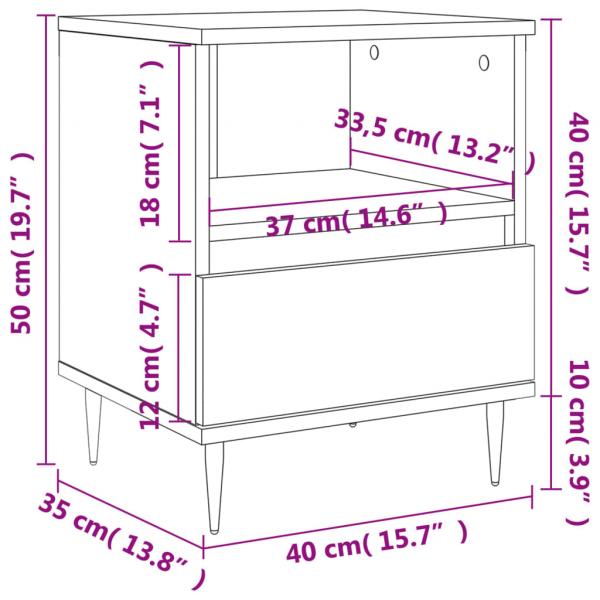 Nachttische 2 Stk. Grau Sonoma 40x35x50 cm Holzwerkstoff