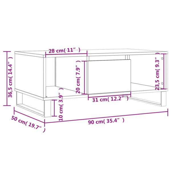 Couchtisch Weiß 90x50x36,5 cm Holzwerkstoff