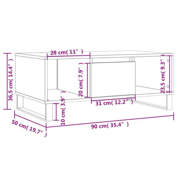 Couchtisch Schwarz 90x50x36,5 cm Holzwerkstoff