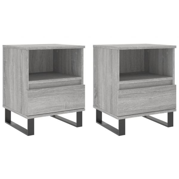 Nachttische 2 Stk. Grau Sonoma 40x35x50 cm Holzwerkstoff