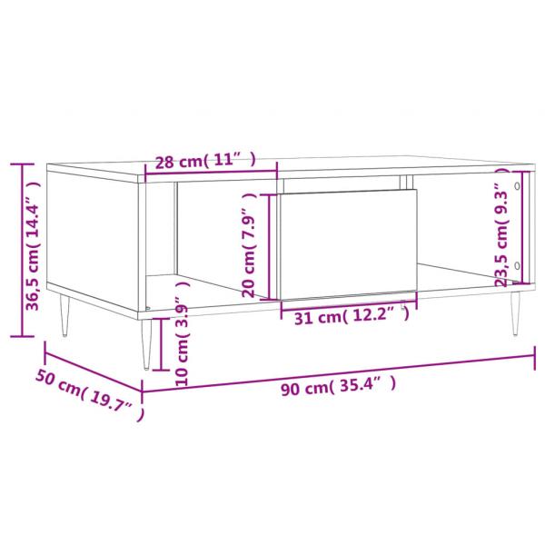 Couchtisch Sonoma-Eiche 90x50x36,5 cm Holzwerkstoff