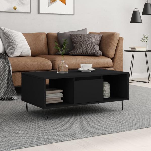 ARDEBO.de - Couchtisch Schwarz 90x50x36,5 cm Holzwerkstoff