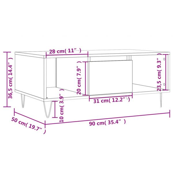 Couchtisch Schwarz 90x50x36,5 cm Holzwerkstoff