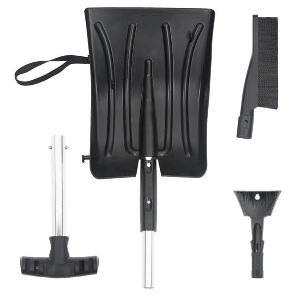 ARDEBO.de - Schneeschaufel-Set 3-in-1 Schwarz Aluminium