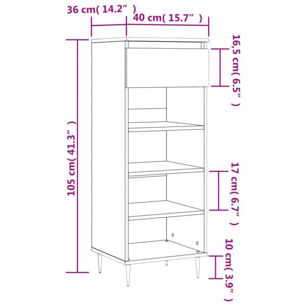 Schuhschrank Grau Sonoma 40x36x105 cm Holzwerkstoff