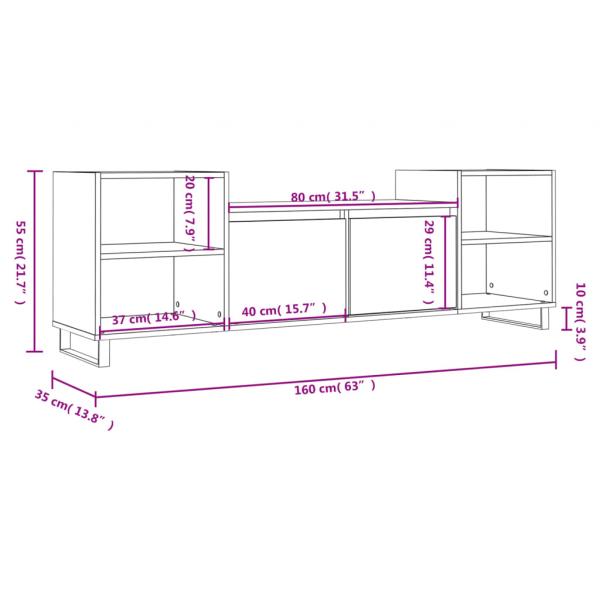 TV-Schrank Schwarz 160x35x55 cm Holzwerkstoff