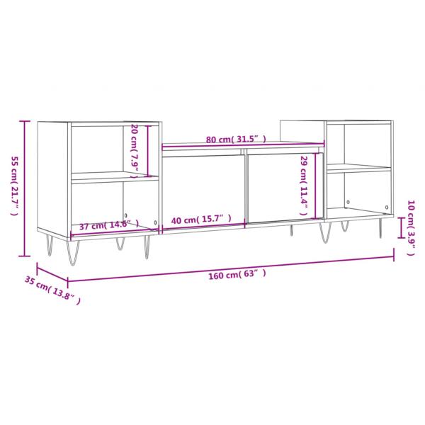 TV-Schrank Schwarz 160x35x55 cm Holzwerkstoff