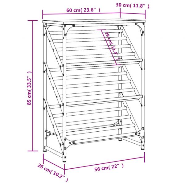 Schuhregal Räuchereiche 60x30x85 cm Holzwerkstoff