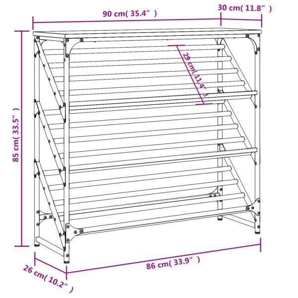 Schuhregal Grau Sonoma 90x30x85 cm Holzwerkstoff