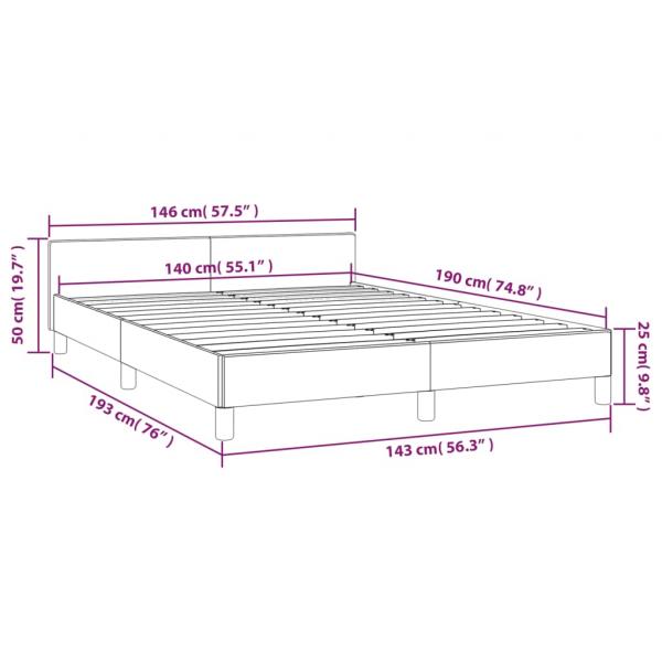 Bettgestell mit Kopfteil Cappuccino-Braun 140x190 cm Kunstleder