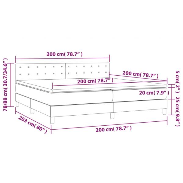 Boxspringbett mit Matratze & LED Grau 200x200 cm Kunstleder