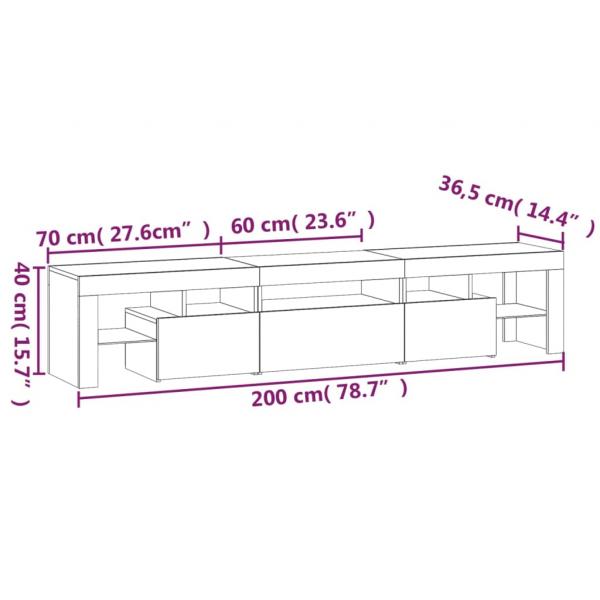 TV-Schrank mit LED-Leuchten Räuchereiche 200x36,5x40 cm