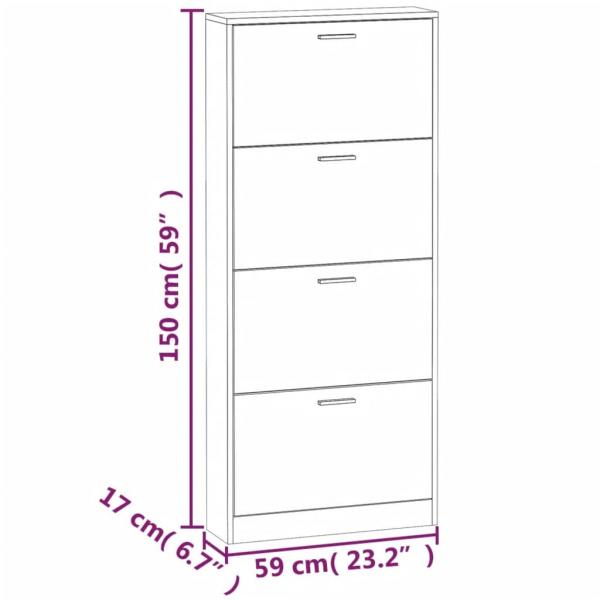 Schuhschrank Weiß 59x17x150 cm Holzwerkstoff