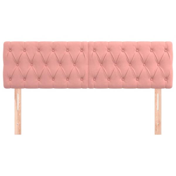 Kopfteile 2 Stk. Rosa 80x7x78/88 cm Samt