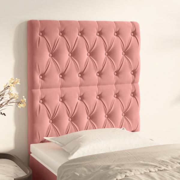 ARDEBO.de - Kopfteile 2 Stk. Rosa 80x7x78/88 cm Samt