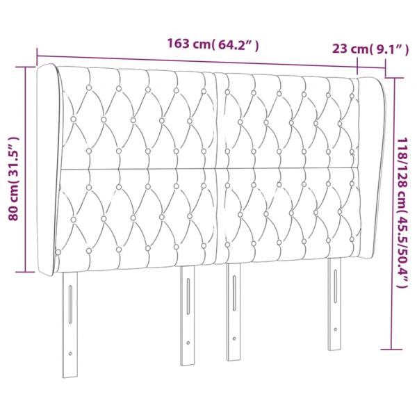 Kopfteil mit Ohren Dunkelblau 163x23x118/128 cm Samt