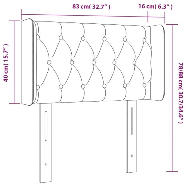 Kopfteil mit Ohren Dunkelgrau 83x16x78/88 cm Samt