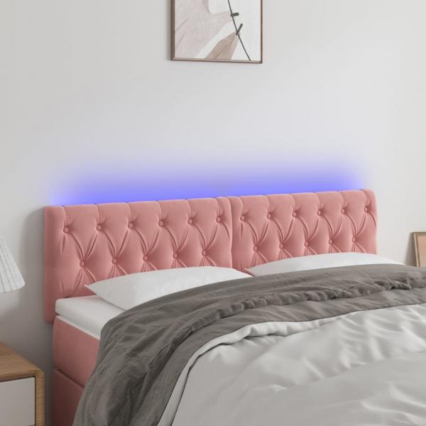 ARDEBO.de - LED Kopfteil Rosa 160x7x78/88 cm Samt