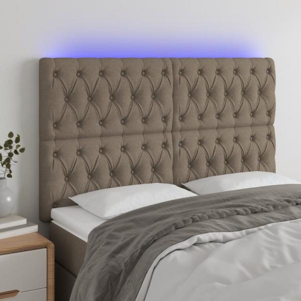 ARDEBO.de - LED Kopfteil Taupe 144x7x118/128 cm Stoff