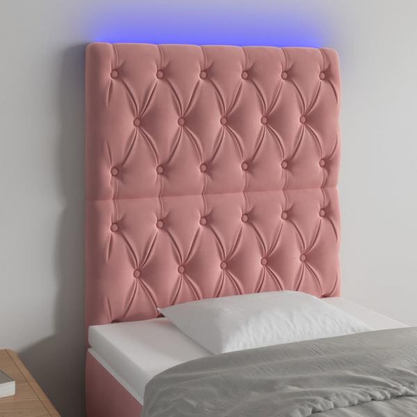 ARDEBO.de - LED Kopfteil Rosa 80x7x118/128 cm Samt